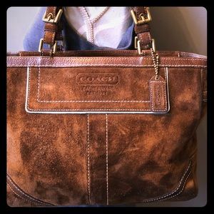 Brown suede Coach bag $80